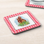 Hand getrokken Kip Kunst Bier Onderzetter (Linkerzijde)