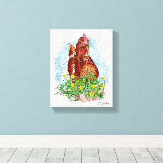 Hand getrokken Kip Kunst Canvas Afdruk (Insitu (Houten vloer))