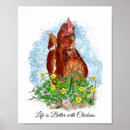 Hand getrokken Kip Kunst en Quote Poster