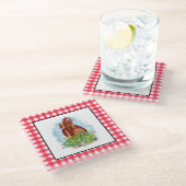 Hand getrokken Kip Kunst Glazen Onderzetter (Schuin)