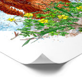 Hand getrokken Kip Kunst | Leuke kip in bloemen Poster (Hoek)