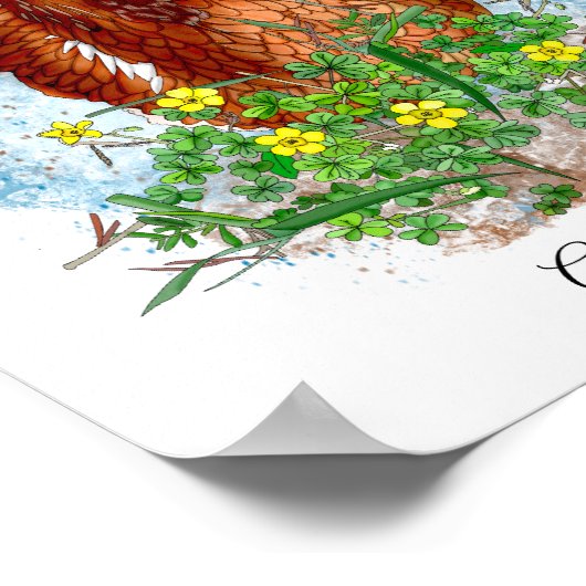 Hand getrokken Kip Kunst | Leuke kip in bloemen Poster (Hoek)