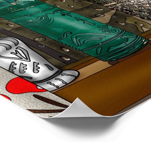 Hand getrokken Kip Kunst | Leuke kip in bloemen Poster (Hoek)