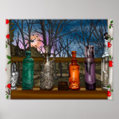 Hand getrokken Kip Kunst | Leuke kip in bloemen Poster (Voorkant)