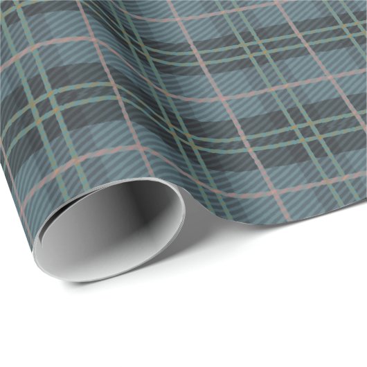 Hand getrokken klassieke stoffige blauwe geruite p cadeaupapier (Rol Hoek)