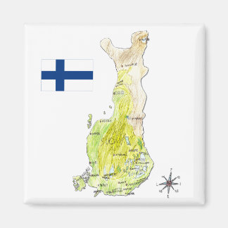 Hand getrokken kleur kaart van Finland Magneet