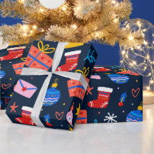 Hand getrokken kleurrijk kerstpatroon, middernacht