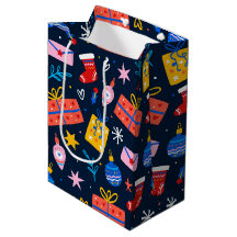 Hand getrokken kleurrijk kerstpatroon, middernacht