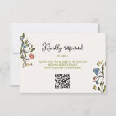 Hand getrokken Kleurrijke Bloemen QR Code RSVP Kaartje (Voorkant)