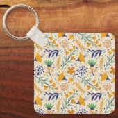 Hand getrokken kleurrijke bloemenpatroon-23595 sleutelhanger (Voorkant)