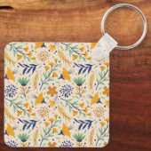 Hand getrokken kleurrijke bloemenpatroon-23595 sleutelhanger (Achterkant)