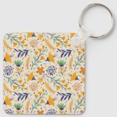 Hand getrokken kleurrijke bloemenpatroon-23595 sleutelhanger (Achterkant)
