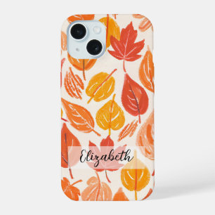 Hand getrokken kleurrijke herfst bladeren herfst iPhone 15 case