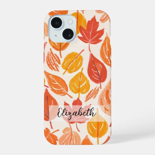 Hand getrokken kleurrijke herfst bladeren herfst iPhone 15 case (Achterkant)