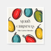 Hand getrokken Kleurrijke Kerst Lichten Schets Servet (Voorkant)