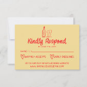 Hand getrokken kleurrijke retro eigenzinnige moder RSVP kaartje (Voorkant)