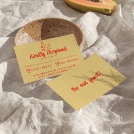 Hand getrokken kleurrijke retro eigenzinnige moder RSVP kaartje