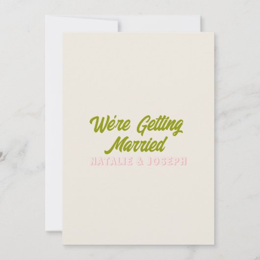 Hand getrokken kleurrijke retro leuke funky bruilo kaart (Achterkant)