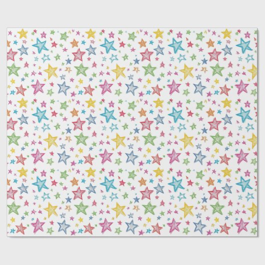 Hand getrokken kleurrijke sterren Kinder Cadeaupapier (Vlak)