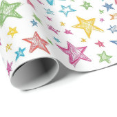 Hand getrokken kleurrijke sterren Kinder Cadeaupapier (Rol Hoek)