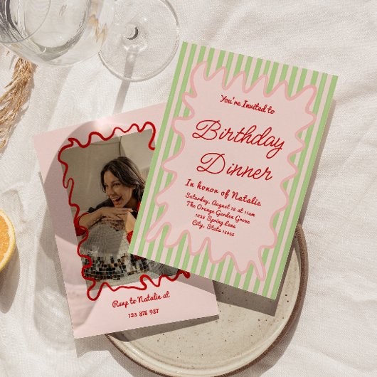 Hand getrokken kleurrijke strepen Foto Verjaardag  Kaart