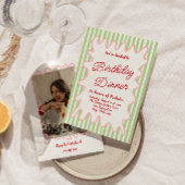 Hand getrokken kleurrijke strepen Foto Verjaardag  Kaart