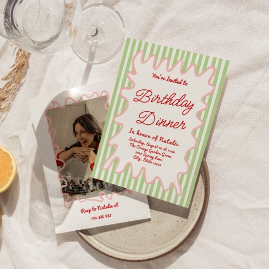 Hand getrokken kleurrijke strepen Foto Verjaardag  Kaart