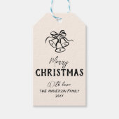  Hand Getrokken Klokken Grens Foto Kerst Cadeaulabel (Voorkant)