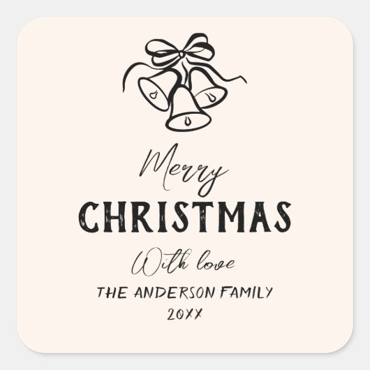  Hand Getrokken Klokken Grens Foto Kerst Vierkante Sticker (Voorkant)