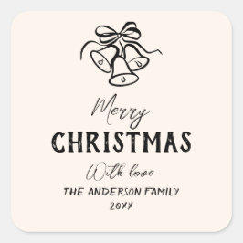  Hand Getrokken Klokken Grens Foto Kerst Vierkante Sticker