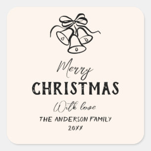  Hand Getrokken Klokken Grens Foto Kerst Vierkante Sticker