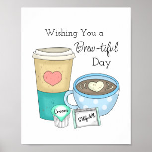 Hand getrokken koffie kunst en offerte poster