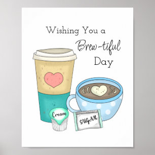 Hand getrokken koffie kunst en offerte poster