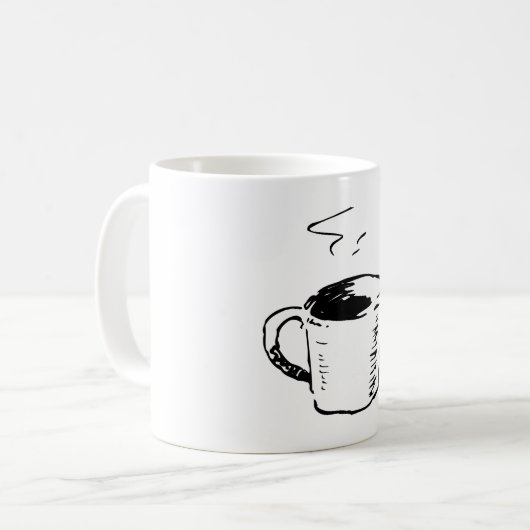 Hand getrokken koffie Mok schets minimalistisch (Voorkant links)