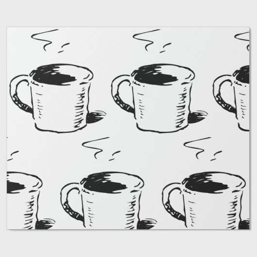 Hand getrokken koffie Mok schets minimalistisch Cadeaupapier (Vlak)