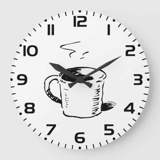 Hand getrokken koffie Mok schets minimalistisch Grote Klok (Voorkant)