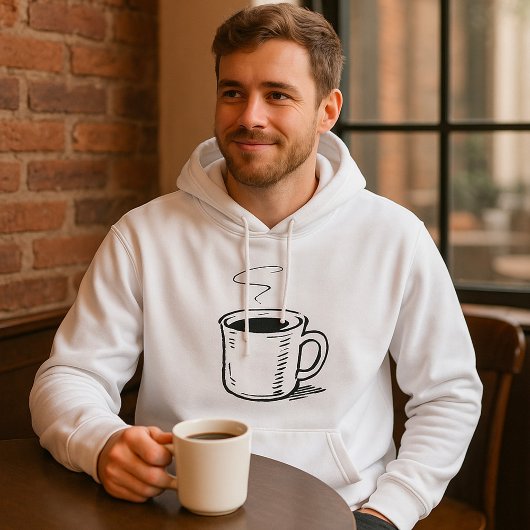 Hand getrokken koffie Mok schets minimalistisch Hoodie