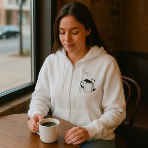 Hand getrokken koffie Mok schets minimalistisch Hoodie