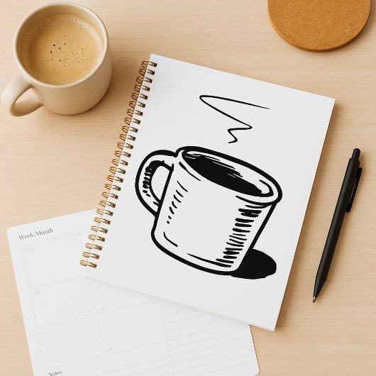 Hand getrokken koffie Mok schets minimalistisch Planner