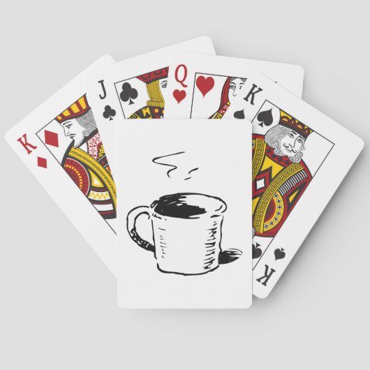 Hand getrokken koffie Mok schets minimalistisch Pokerkaarten (Achterkant)