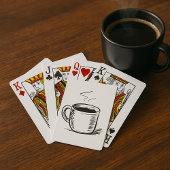 Hand getrokken koffie Mok schets minimalistisch Pokerkaarten