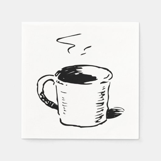 Hand getrokken koffie Mok schets minimalistisch Servet (Voorkant)