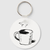 Hand getrokken koffie Mok schets minimalistisch Sleutelhanger (Voorkant)