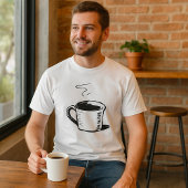 Hand getrokken koffie Mok schets minimalistisch T-shirt