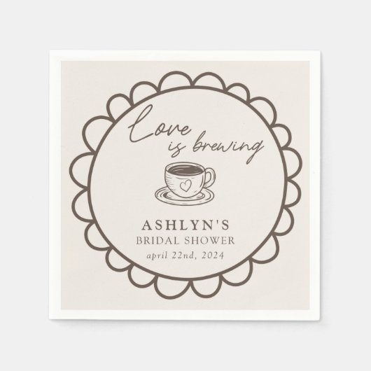 Hand getrokken koffie thema Vrijgezellenfeest serv Servet (Voorkant)