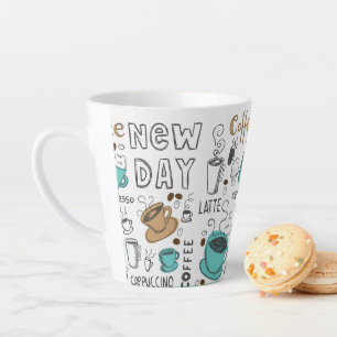 Hand getrokken koffiekopjes latte mok