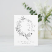 Hand getrokken kolibrie Floral Botanische Zwangers Aankondiging (Staand voorkant)