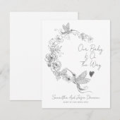 Hand getrokken kolibrie Floral Botanische Zwangers Aankondiging (Voorkant / Achterkant)