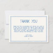 Hand getrokken krabbel  blauw Frans bruiloft Bedankkaart (Voorkant)