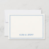 Hand getrokken krabbel  blauw Frans bruiloft Bedankkaart (Achterkant)